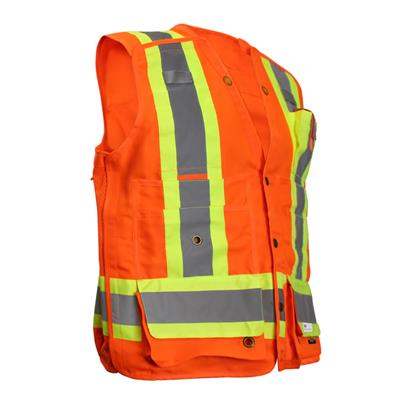 DuraDrive Men's High-Visibility CSA Class-2 Level-2 15-Pocket Surveyor's 5-Point Tear-Away Safety Vest