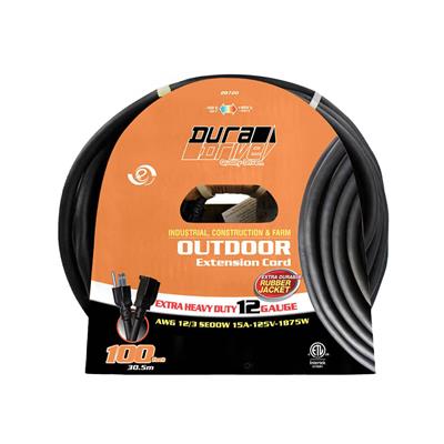 DuraDrive 100 ft. 12/3 SEOOW Single Tap Extension Cord