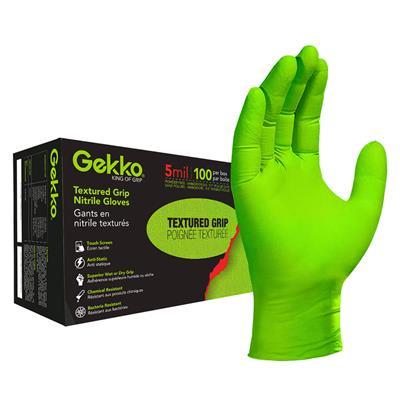 Gekko 5 Mil Textured Grip 9.5 in. Rolled Cuff Disposable Nitrile Gloves (100-Pack)