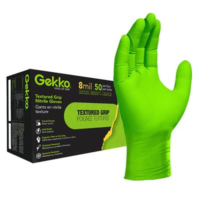 Gekko 8 Mil Textured Grip 11.5 in. Rolled Cuff Disposable Nitrile Gloves (50-Pack)