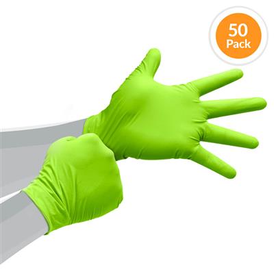 Gekko 8 Mil Textured Grip 11.5 in. Rolled Cuff Disposable Nitrile Gloves (50-Pack)