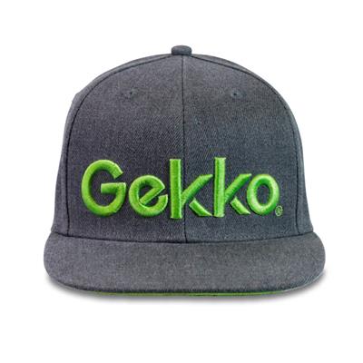 Gekko Dark Heather Grey Flat Brim Cap with Snap-Back Closure