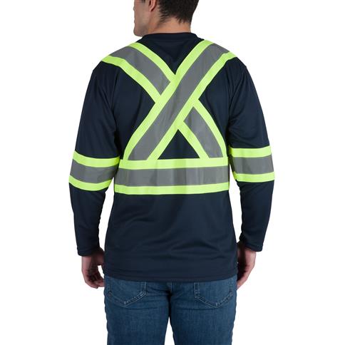 DuraDrive Men's Navy Hi-Vis Long Sleeve Cooling Safety T-Shirt