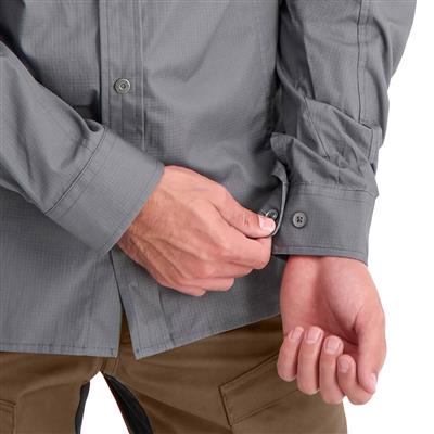 DuraDrive Men's HERO RED LABEL Grey Ripstop Long Sleeve Work Shirt