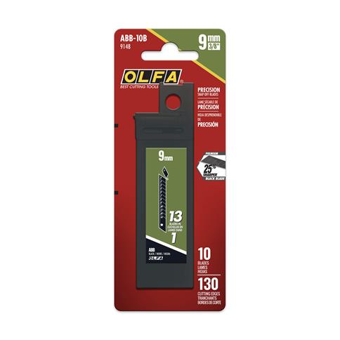 OLFA ABB-10B 9 mm Black Ultra-Sharp Snap-Off Blade (10-Pack)