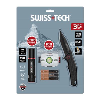 SWISS+TECH ST001046 Knife and Flashlight Set (3-Piece)