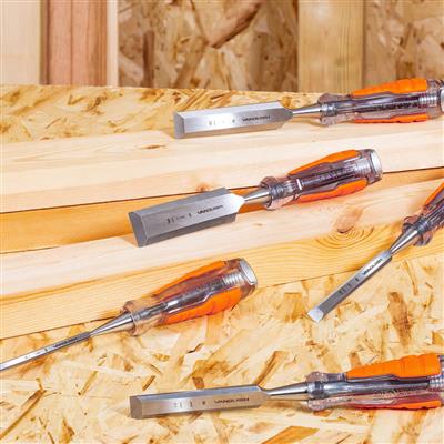 VANQUISH 4611 1/2 in., 3/4 in., 1 in. Thru-Tang High Impact Steel Blade Wood Chisel Set (3-Piece)