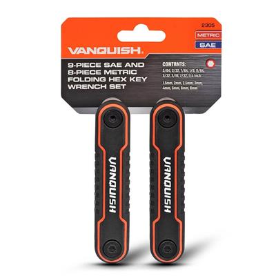 VANQUISH 2305 5/64 in. to 1/4 in. SAE and 1.5 mm to 8 mm Metric Folding Hex Key Wrench Set (2-Piece)