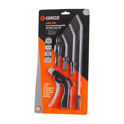 GROZ ABG/QR/6/ST Air Blow Gun & Wand Nozzle Kit (6-Piece)