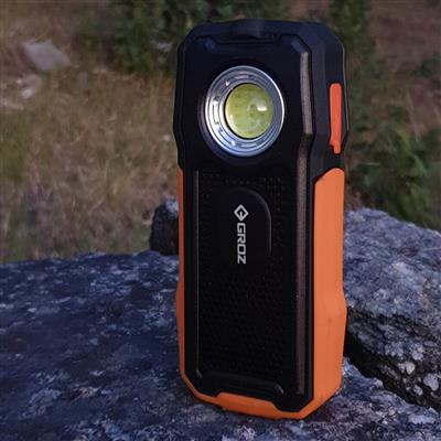  GROZ 397 500-Lumen Dual Use Rechargeable Handheld COB Worklight With Bluetooth Speaker