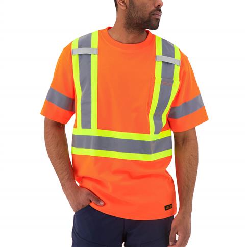 DuraDrive Men's Deluxe Orange Hi-Vis Short Sleeve Cotton Rich Safety T-Shirt