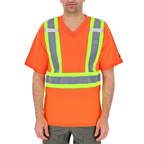 DuraDrive Men's Orange Hi-Vis Cooling Mesh Short Sleeve Safety T-Shirt