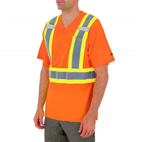 DuraDrive Men's Orange Hi-Vis Cooling Mesh Short Sleeve Safety T-Shirt