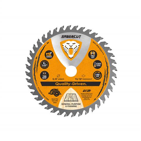 SABERCUT 6-1/2 in. x 40 Tooth Carbide Tipped Finish Trim Wood Cutting Saw Blade