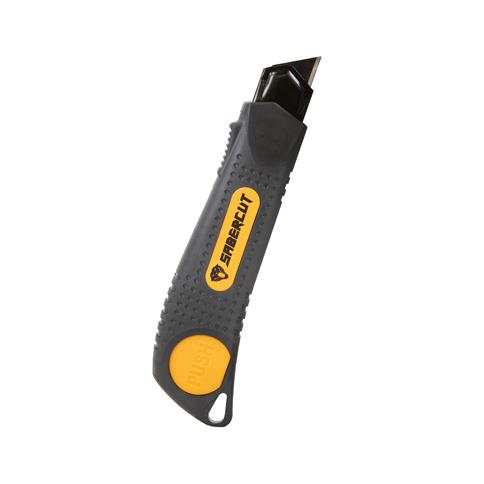 SABERCUT RUBBER CUSHION GRIP WHEEL LOCK UTILITY KNIFE 25MM