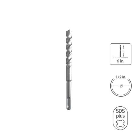 SABERCUT 1/2 in. x 6 in. SDS PLUS 3-Cutter Carbide Tip Concrete & Rebar Drill Bit