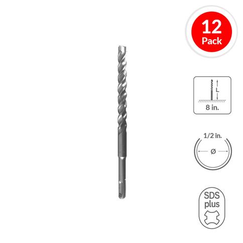 SABERCUT 1/2 in. x 8 in. SDS PLUS 3-Cutter Carbide Tip Concrete & Rebar Drill Bit (12-Pack)