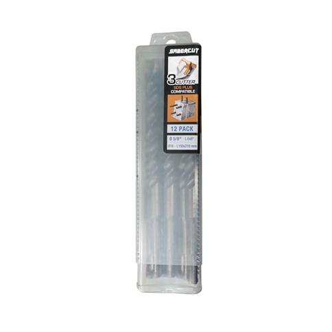 SABERCUT 5/8 in. x 8 in. SDS PLUS 3-Cutter Carbide Tip Concrete & Rebar Drill Bit (12-Pack)