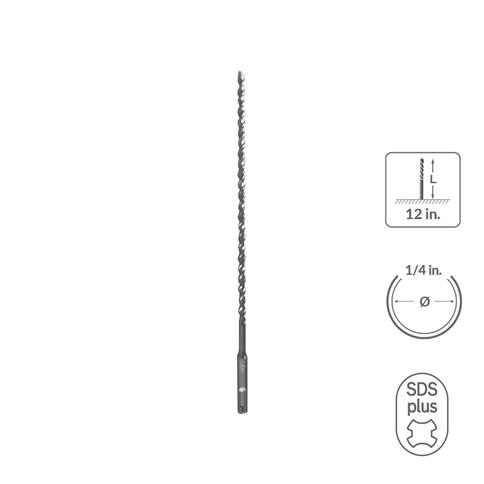 SABERCUT 1/4 in. x 12 in. SDS PLUS 2-Cutter Carbide Tip Concrete Drill Bit
