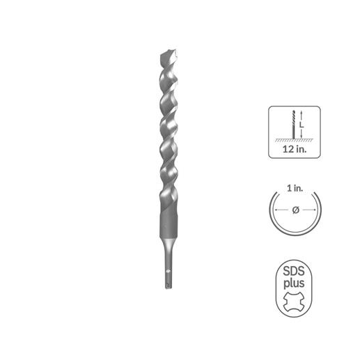 SABERCUT 1 in. x 12 in. SDS PLUS 2-Cutter Carbide Tip Concrete Drill Bit