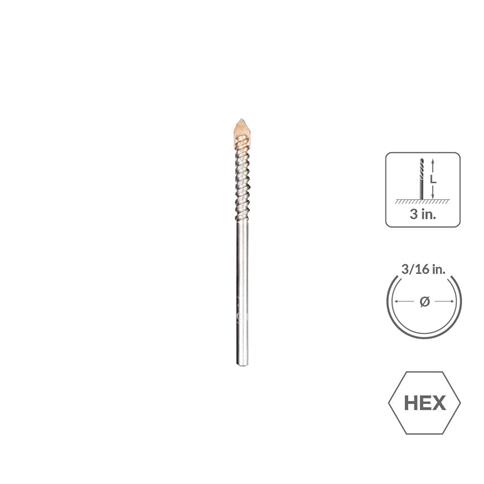 SABERCUT 3/16 in. x 3 in. 4-Cutter Glass and Tile Drill Bit