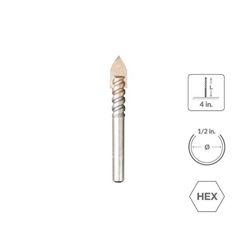 SABERCUT 1/2 in. x 4 in. 4-Cutter Glass and Tile Drill Bit