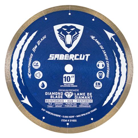 SABERCUT 10 in. Silent Reinforced Hub Tile, Porcelain & Granite Continuous Diamond Blade 