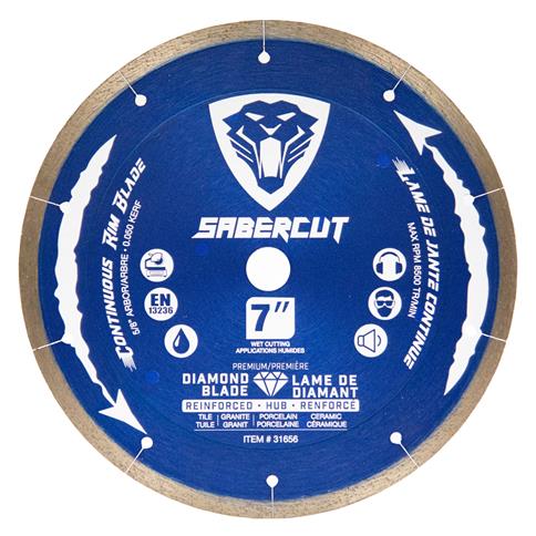 SABERCUT 7 in. Silent Reinforced Hub Tile, Porcelain & Granite Continuous Diamond Blade