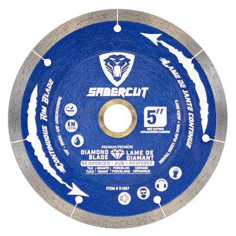 SABERCUT 5 in. Silent Reinforced Hub Tile, Porcelain & Granite Continuous Diamond Blade 