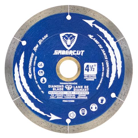 SABERCUT 4-1/2 in. Silent Reinforced Hub Tile, Porcelain & Granite Continuous Diamond Blade 