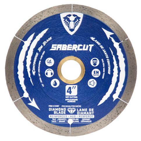 SABERCUT 4 in. Silent Reinforced Hub Tile, Porcelain & Granite Continuous Diamond Blade 