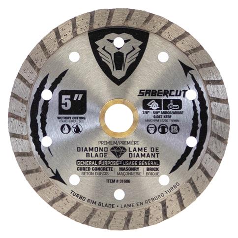 SABERCUT 5 in. General Purpose Cured Concrete, Brick & Masonry TURBO Diamond Blade