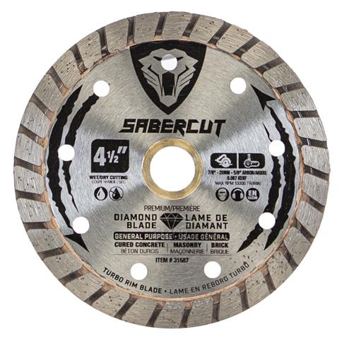 SABERCUT 4-1/2 in. General Purpose Cured Concrete, Brick & Masonry TURBO Diamond Blade