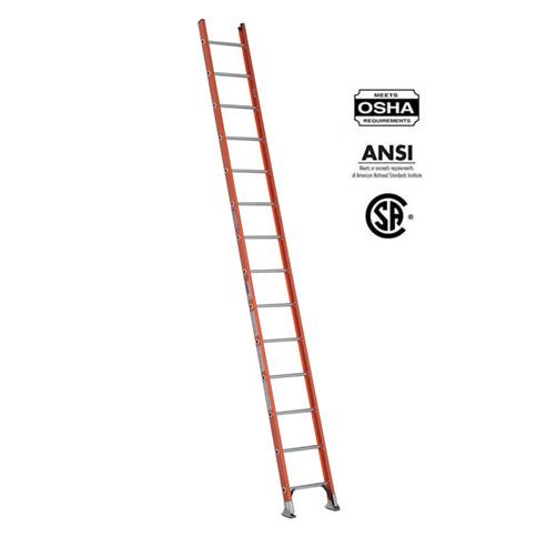 WERNER D6214-1CA 14 ft. Fibreglass D-Rung Single Straight Ladder with 300 lb. Load Capacity Type IA Duty Rating