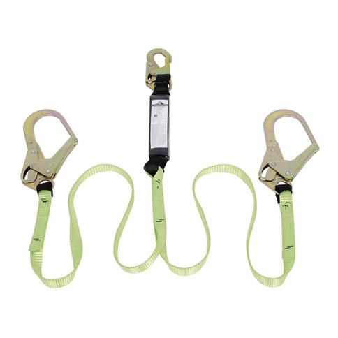 Peakworks SA-54022-6 6 ft. Shock Absorbing Twin Leg Fall Safety Lanyard with Snap and Form Hooks