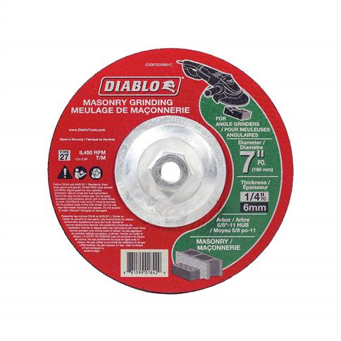 DIABLO CDD070250B01C 7 in. x 1/4 in. x 5/8 in. Type 27 Grinder Disc for Masonry Grinding