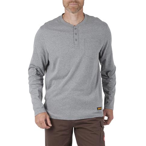 DURADRIVE LINK L/S HENLEY SHIRT WITH CHEST POCKET - BLUE OR HEATHER GREY