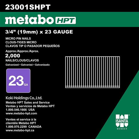 Metabo HPT 23001SHPT 3/4 in. 23-Gauge Galvanized Headless Micro Pin Nails (2,000-Pack)