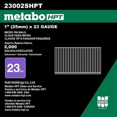 Metabo HPT 23002SHPT 1 in. 23-Gauge Galvanized Headless Micro Pin Nails (2,000-Pack)