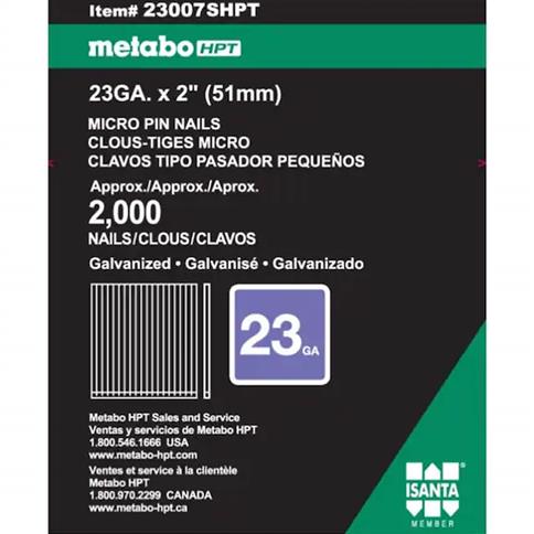 Metabo HPT 23007SHPT 2 in. 23-Gauge Galvanized Headless Micro Pin Nails (2,000-Pack)