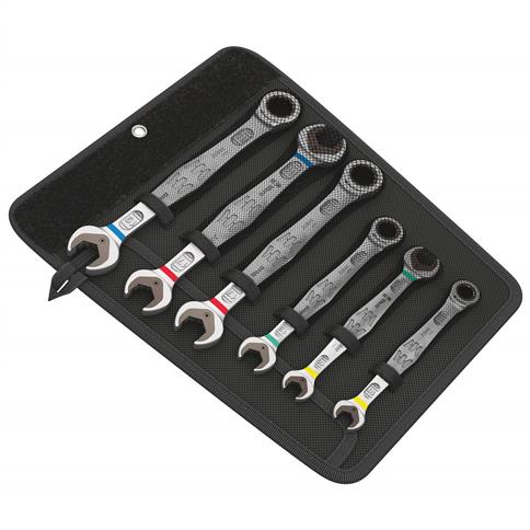 Wera 05020022001 Joker 6000/6002 Ratcheting Combination / Double Open-Ended Wrench Set (6-Piece)