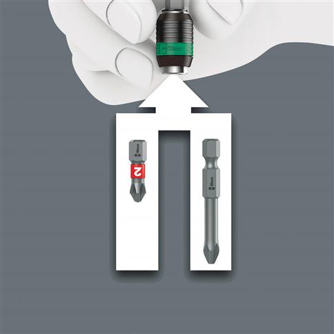 Wera 05104650001 846/8 1/4 in. Bitholding Quick-Release Chuck Screwdriver and 3-Flute Countersink Bits Set (8-Piece)