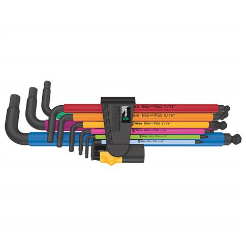 Wera 05022640001 950/9 SPKL Hex-Plus Blacklaser Multicolour 2 Imperial L-Key Set (9-Piece)