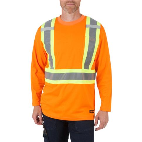 DURADRIVE 100% COTTON HI-VIS L/S T-SHIRT - ORANGE