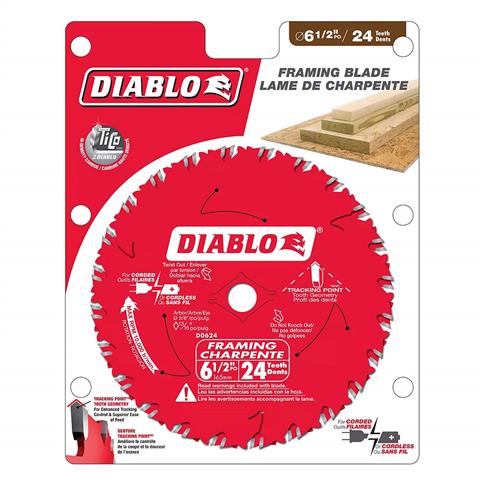 Freud Diablo D0624PX 6-1/2 in. 24-Tooth Wood Cutting Framing Saw Blade (2-Pack)