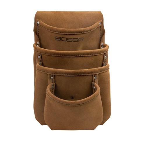 BOSSA 4-Pocket Tabaco Brown Leather Drywall Pouch