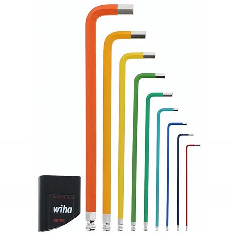 Wiha 66980 Metric Ball End Colour Coded Hex L-Key Set (9-Piece)