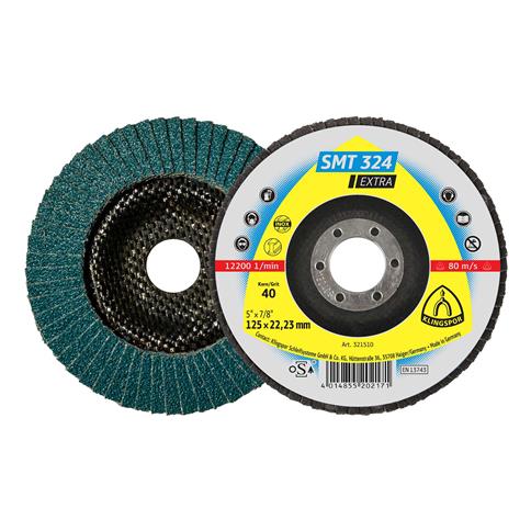 KLINGSPOR 321510 SMT 324 CONVEX FLAP DISC 5" x 7/8" X 40G