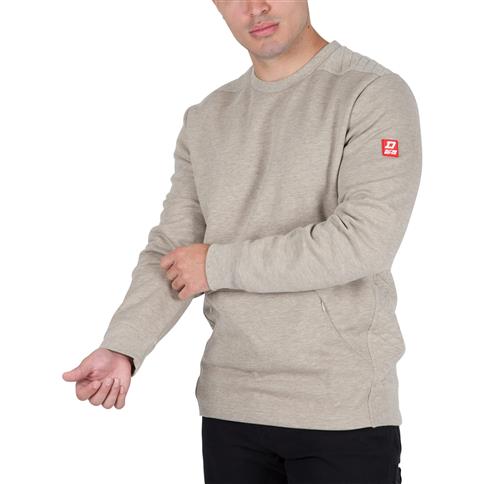 DuraDrive Red Label Men's WEEKEND Heather Khaki Inside Brushed Quilted Thermal Crew Neck Long Sleeves Sweatshirt