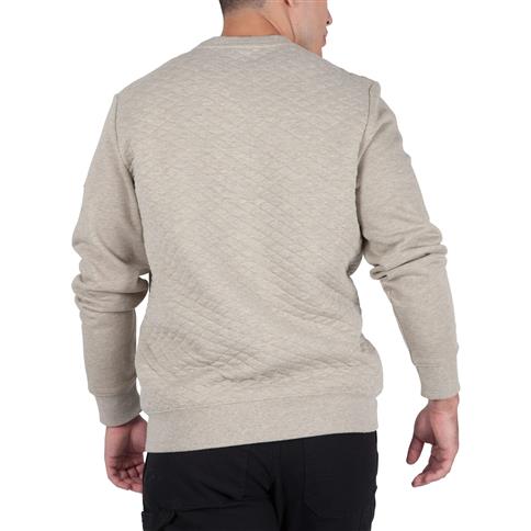 DuraDrive Red Label Men's WEEKEND Heather Khaki Inside Brushed Quilted Thermal Crew Neck Long Sleeves Sweatshirt